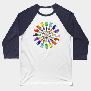 Ever Decreasing Circles of Rainbow Cats Baseball T-Shirt